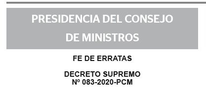 FE DE ERRATA D.S. N° 083-2020-PCM