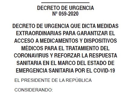 DECRETO DE URGENCIA N° 059-2020